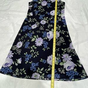 Sheri Martin Black and Purple Floral Midi Dress perfect condition